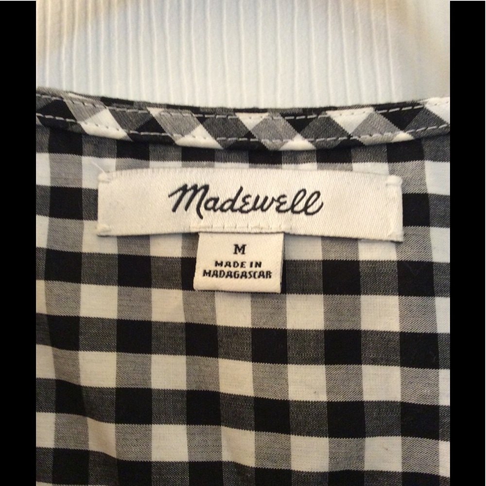 Madewell Black and White Gingham Tie-Waist Blouse - Picture 4 of 4